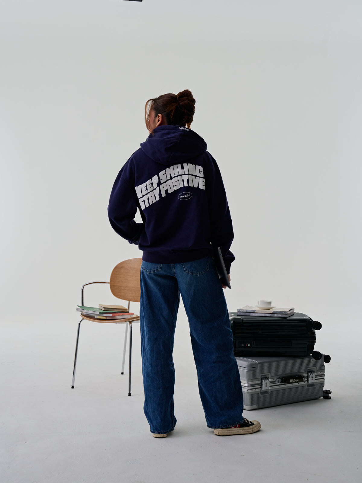 Keep Smiling Hoodie Navy Blue