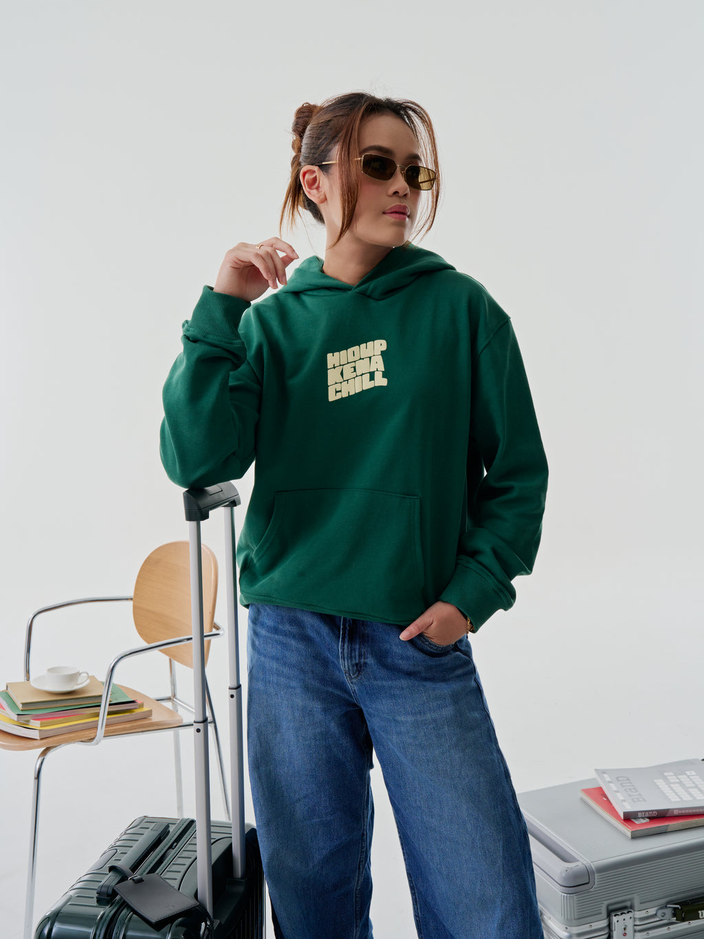 Keep Smiling Hoodie Forest Green
