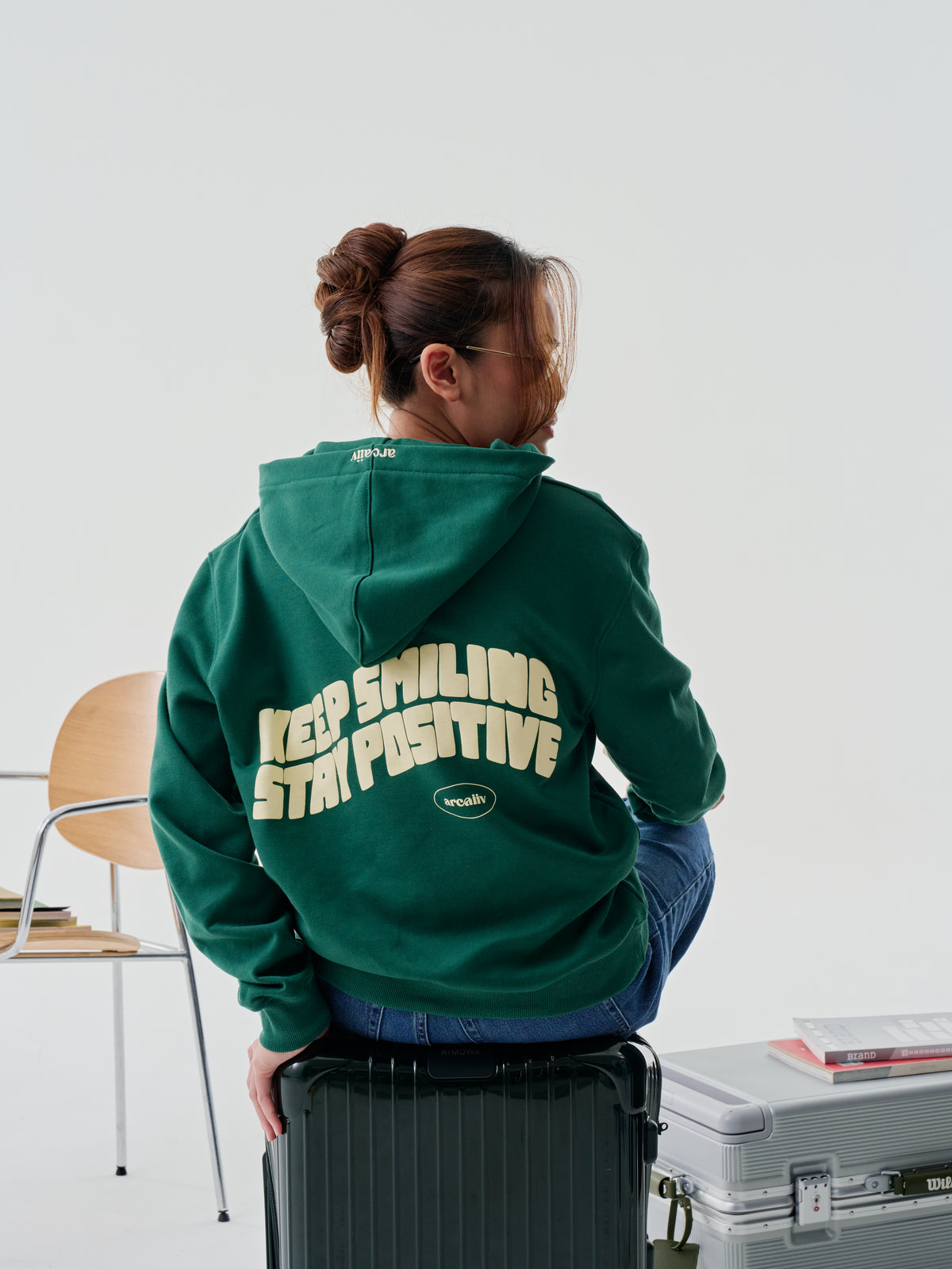Keep Smiling Hoodie Forest Green