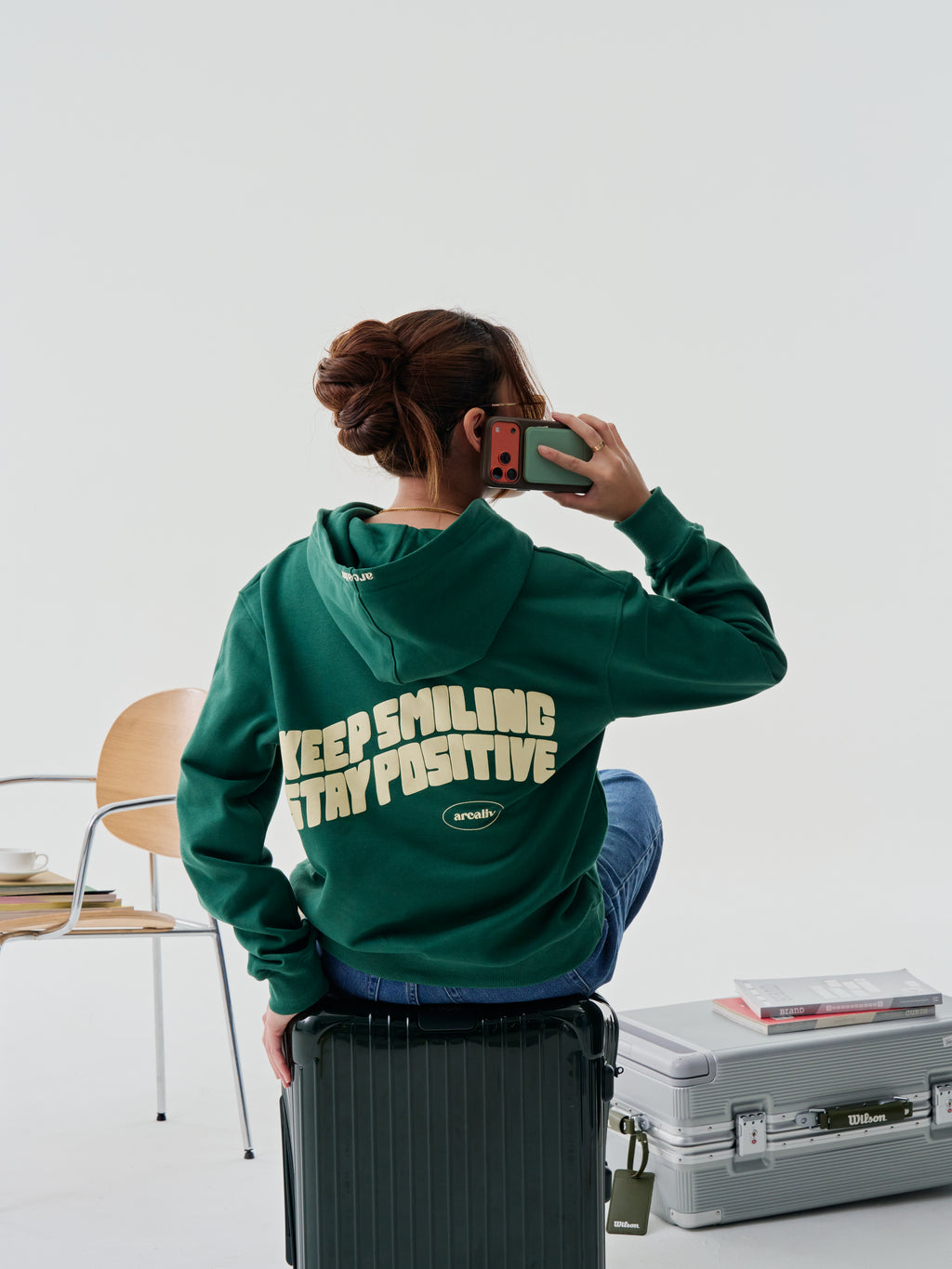 Keep Smiling Hoodie Forest Green